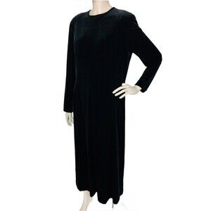 Vintage 90s Velvet Dark Romantic Gothic Witchycore Black Halloween Dress Talbots